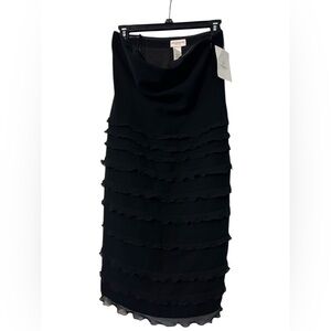 Liz Claiborne Ruffled Black Strapless Dress Size 6